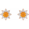 Flower Power Natural Citrine & Diamond Stud Earrings 14K Rose Gold