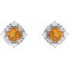 Luxe Wear Everyday™ Halo Style Birthstone Natural Citrine & Natural Diamond Stud Earrings Sterling Silver