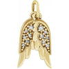 Natural Diamond Angel Wings Charm Pendant 14K Yellow Gold