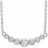 Seven Graduated Bezel-Set Natural Diamond Adjustable Necklace in 14K White Gold
