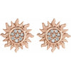 Celestial Sun Natural Diamond Stud Earrings 14K Rose Gold