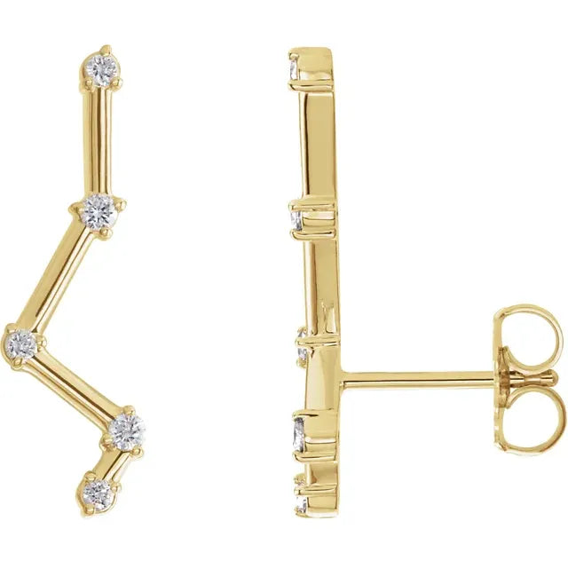 Constellation Natural Diamond Bar Earring Climbers in 14K Yellow Gold