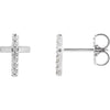 Natural Diamond Cross Stud Earrings in 14K White Gold 