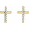 Natural Diamond Cross Stud Earrings in 14K Yellow Gold 