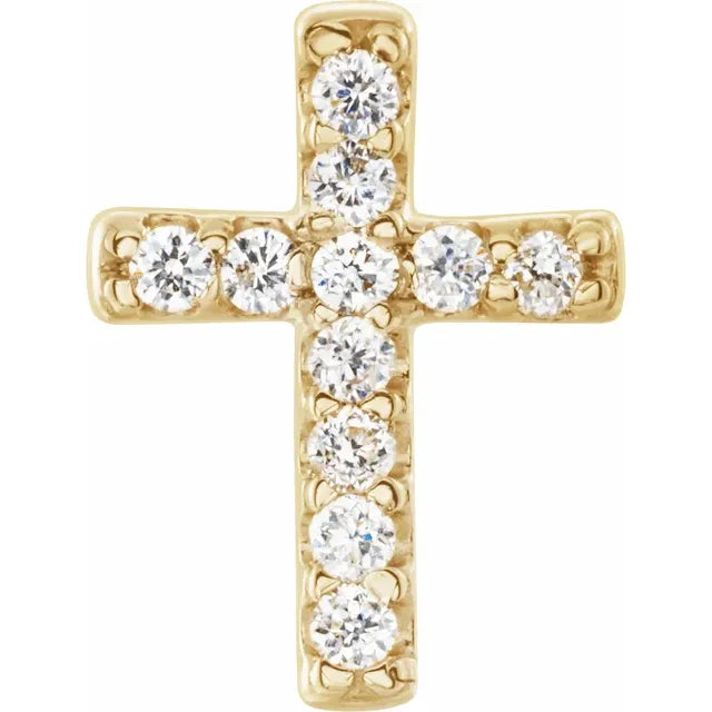 .025 CTW Natural Diamond Cross Stud Single Earring 14K Yellow Gold Ethical Sustainable Fine Jewelry Storyteller by Vintage Magnality
