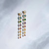 Stay Flirty Natural Diamond & Rainbow Gemstone Graduated Dangle Earrings in 14K Yellow Gold