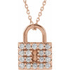 Lock Pendant 1/2 CTW Natural Diamond Adjustable Necklace in 14K Rose Gold