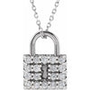 Lock Pendant 1/2 CTW Natural Diamond Adjustable Necklace in 14K White Gold