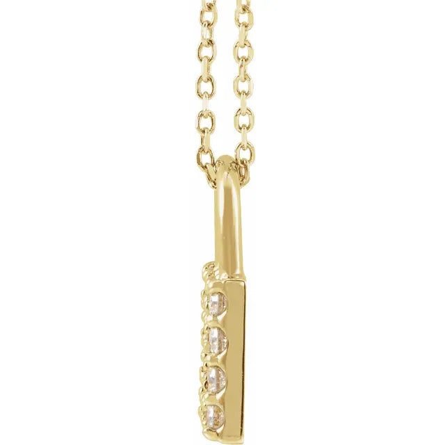 Lock Pendant 1/2 CTW Natural Diamond Adjustable Necklace in 14K Yellow Gold Side View