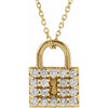 Lock Pendant 1/2 CTW Natural Diamond Adjustable Necklace in 14K Yellow Gold