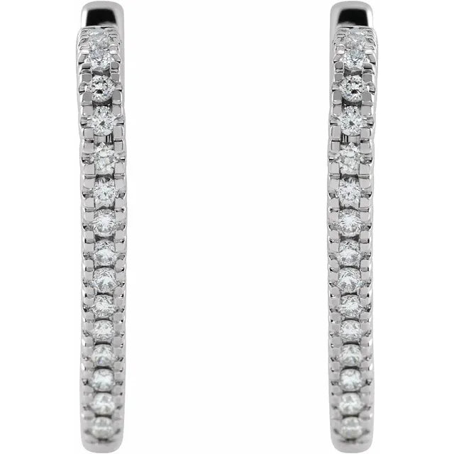 Romantic at Heart Natural Diamond Heart Hoop Earrings 5/8 CTW in 14K White Gold 