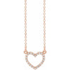 .08 CTW Natural Diamond Heart Pendant 16" Necklace in 14K Rose Gold