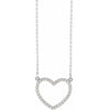 1/5 CTW Natural Diamond Heart Pendant 16" Necklace in 14K White Gold