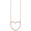 1/4 CTW Natural Diamond Heart Pendant 16" Necklace in 14K Rose Gold