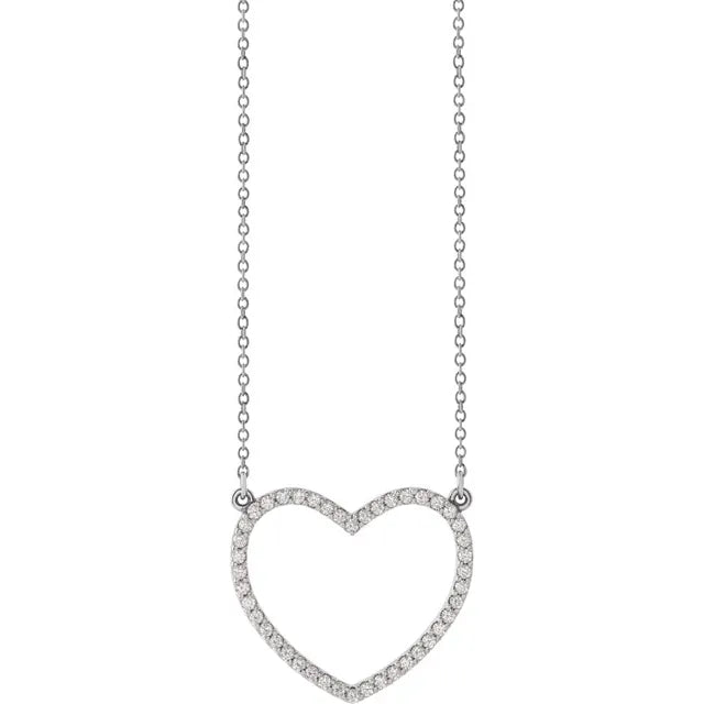 1/4 CTW Natural Diamond Heart Pendant 16" Necklace in 14K White Gold
