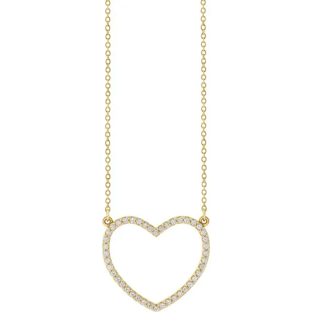 1/4 CTW Natural Diamond Heart Pendant 16" Necklace in 14K Yellow Gold