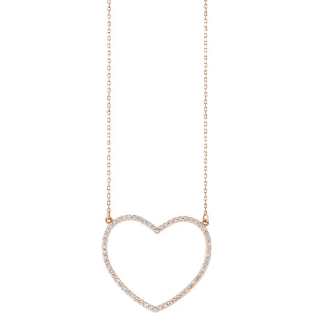 3/8 CTW Natural Diamond Heart Pendant 16" Necklace in 14K Rose Gold