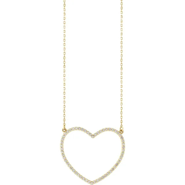 3/8 CTW Natural Diamond Heart Pendant 16" Necklace in 14K Yellow Gold