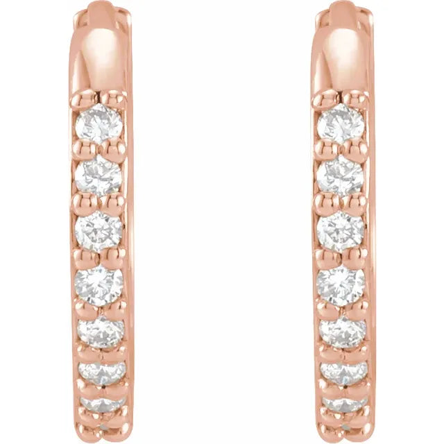 Wear Everyday™ Natural Diamond 1/8 CTW 12.5 MM Hoop Hinged Earrings in 14K Rose Gold