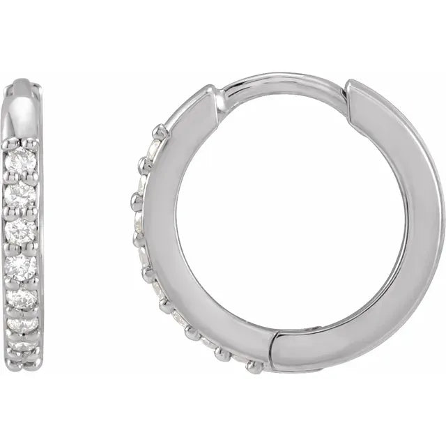 Wear Everyday™ Natural Diamond 1/8 CTW 12.5 MM Hoop Hinged Earrings in 14K White Gold