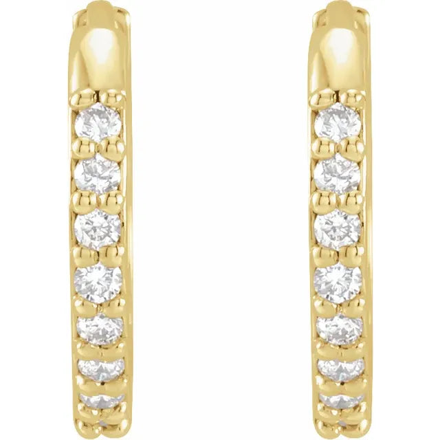 Wear Everyday™ Natural Diamond 1/8 CTW 12.5 MM Hoop Hinged Earrings in 14K Yellow Gold