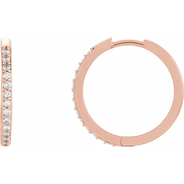 Wear Everyday™ Natural Diamond 1/5 CTW 18 MM Hoop Hinged Earrings in 14K Rose Gold