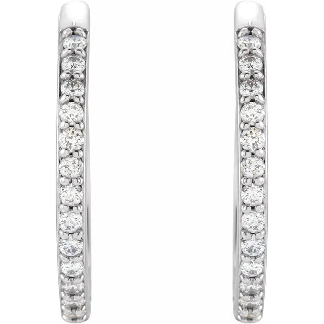 Wear Everyday™ Natural Diamond 1/5 CTW 18 MM Hoop Hinged Earrings in 14K White Gold