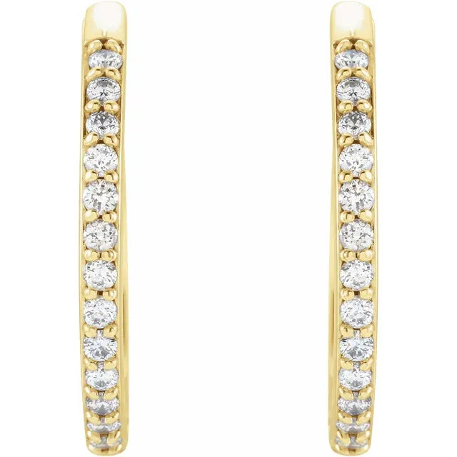 Wear Everyday™ Natural Diamond 1/5 CTW 18 MM Hoop Hinged Earrings in 14K Yellow Gold