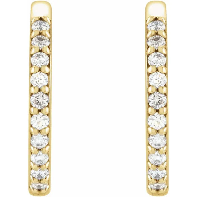 Wear Everyday™ Natural Diamond 1/6 CTW 15 MM Hoop Hinged Earrings in 14K Yellow Gold