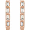 Hinged Huggie Hoop Earrings Natural Diamonds in 14K Rose Gold Front View
