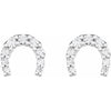 Horseshoe Natural Diamond Stud Earrings in 14K White Gold or Platinum