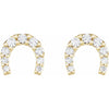 Horseshoe Natural Diamond Stud Earrings in 14K Yellow Gold
