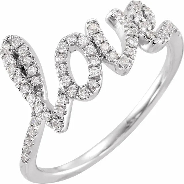 Love Script 1/4 CTW Natural Diamond Ring in 14K White Gold 