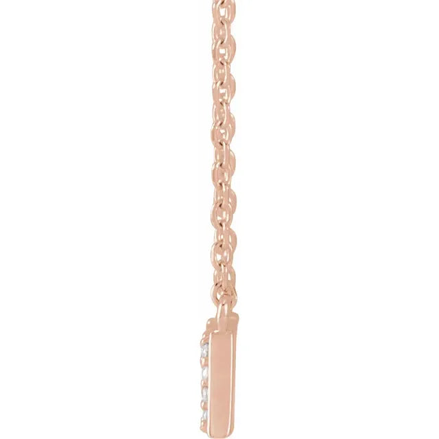 Natural Diamond Mama Necklace in 14K Rose Gold Side View