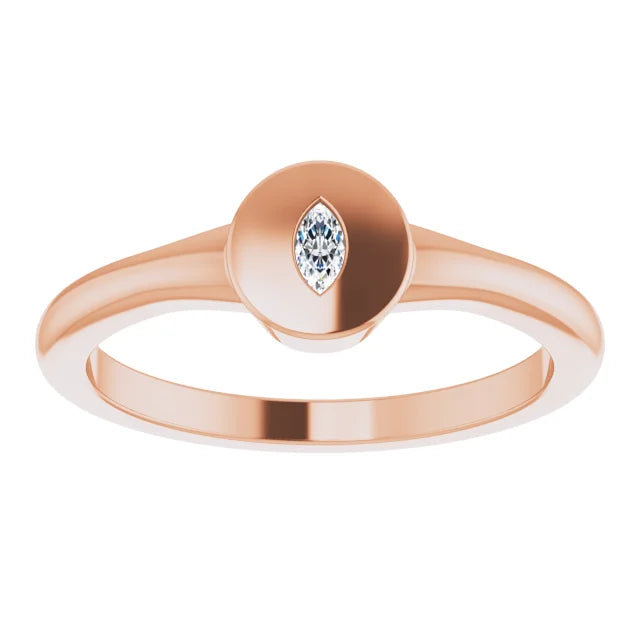 Natural Diamond Wear Everyday™ Signet Ring in 14K Rose Gold