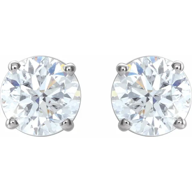 Natural Diamond Stud Earrings Four Prong One and One Half CTW 14K White Gold 