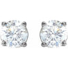 Natural Diamond Stud Earrings Four Prong One Half 14K White Gold 