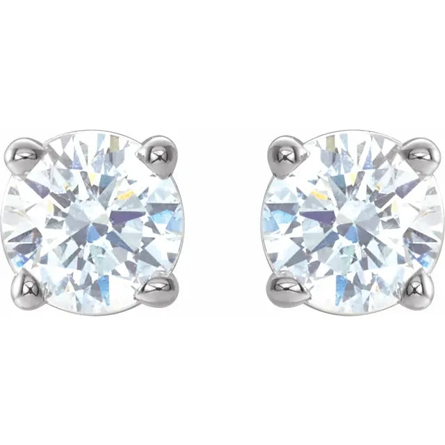 Natural Diamond Stud Earrings Four Prong One Third CTW 14K White Gold 