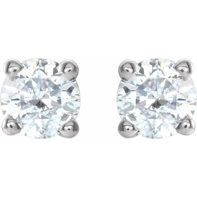 Natural Diamond Stud Earrings Four Prong One Quarter CTW 14K White Gold 