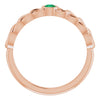 Natural Emerald Curb Chain Ring in 14K Rose Gold
