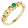 Natural Emerald Curb Chain Ring in 14K Yellow Gold