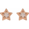 Natural Opal Cabochon Star Stud Earrings 14K Rose Gold 