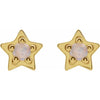 Natural Opal Cabochon Star Stud Earrings 14K Yellow Gold  