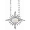 Natural White Ethiopian Opal and Diamond Celestial Adjustable 16-18" Necklace in 14K White Gold or Sterling Silver