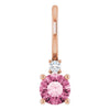 Natural Pink Tourmaline & Natural Diamond Charm Pendant in 14K Rose Gold