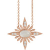 Natural Rainbow Moonstone and Diamond Celestial Adjustable 16-18" Necklace in 14K Rose Gold
