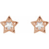 Natural Rose Cut Diamond Star Stud Earrings 14K Rose Gold 