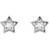 Natural Rose Cut Diamond Star Stud Earrings 14K White Gold 