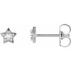 Natural Rose Cut Diamond Star Stud Earrings 14K White Gold or Sterling Silver