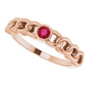 Natural Ruby Curb Chain Ring in 14K Rose Gold